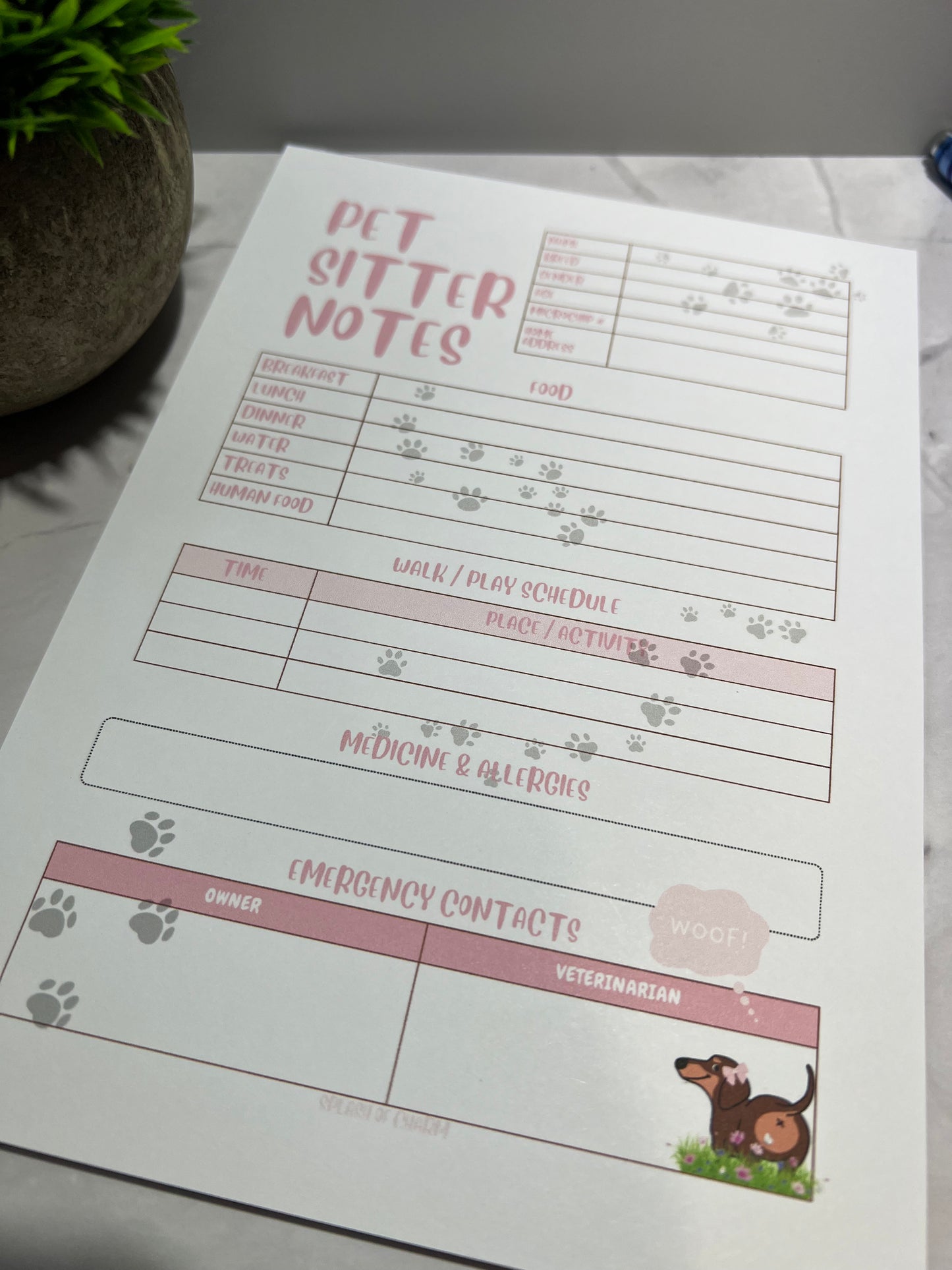 Pet Sitter Notepads