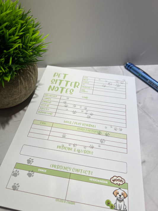 Pet Sitter Notepads