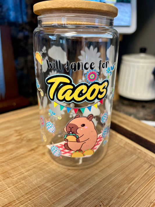 Taco the Capybara Glass Tumbler