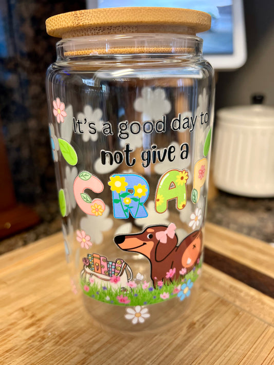 Bean the Weenie Dog Glass Tumbler