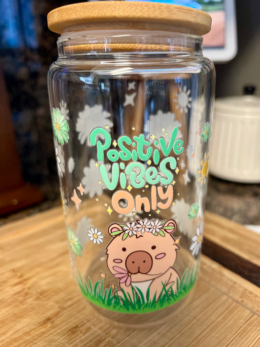 Hippie the Capybara Glass Tumbler